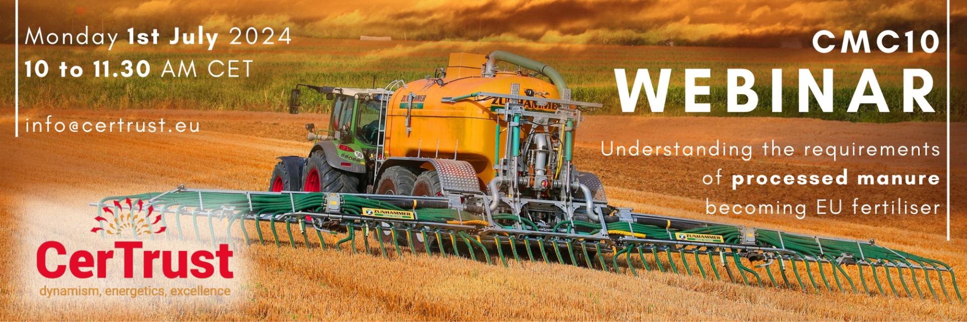CerTrust organiseert webinar over verwerkte mest (CMC10) in de Bemestingproductenverordening